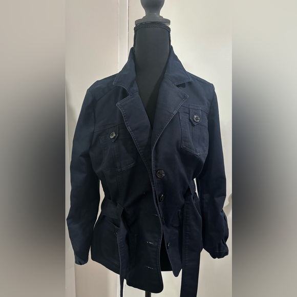 Stylish Navy Blue Cotton Button-Up Jacket - Picture 4 of 4